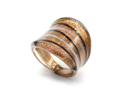 Перстень женский из муранского стекла модель 13 цв.золотисто-белый