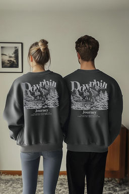Antrasit Oversize/Genis Kesim Onu Nak?sl? Arkas? Bask?l? Ici Polarl? Sweatshirt TMNAW25SW00014
