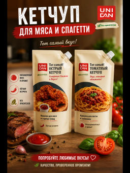 Набор Кетчуп томатный для мяса и спагетти 2 шт по 230г (Острый + томатный)