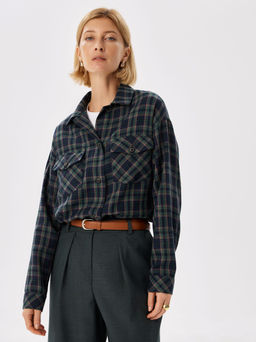 Блузка женская дл. рук. KATHARINA KROSS KK-B-0036F-FR-сине-зеленый, клетка  фото 7