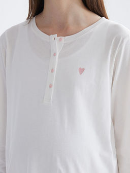 Bisiklet Yaka Bask?l? Hamile Pijama Tak?m?