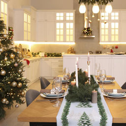 Дорожка для сервировки 50*150 см, хлопок 100% (Снежные ели)