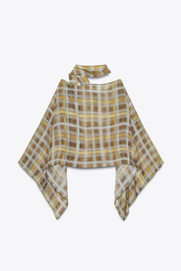 CHECK SCARF CAPE