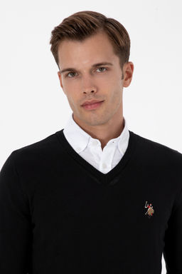 Erkek Slim Fit V Yaka Siyah Basic Kazak - U.s. polo assn фото 2