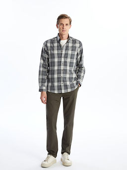 Regular Fit Uzun Kollu Ekose Gabardin Erkek G?mlek