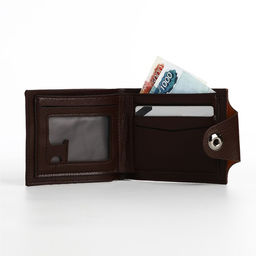 Портмоне на магните, отдел для купюр, карт, монет, цвет коричневый - Simaland фото 5