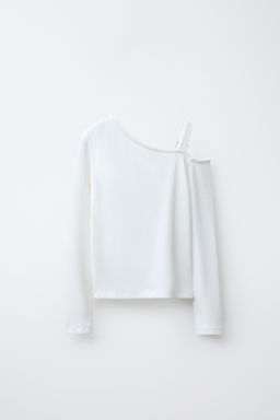 RIBBED T-SHIRT WITH BUCKLES - Zara фото 2
