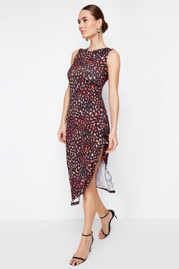 Cok Renkli Animal/Leopar Bask?l? Fitted/Vucuda Oturan Esnek Orme Maxi Kalem Elbise TWOSS24EL00584 - Trendyolmilla фото 2