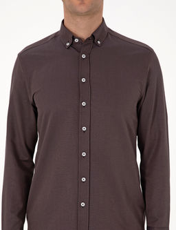 Koyu Kahverengi Regular Fit Uzun Kollu G_mlek