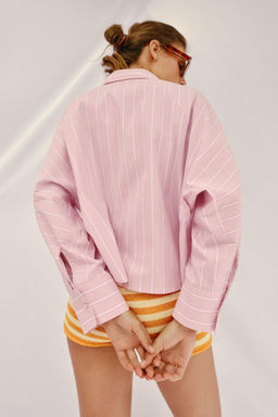 CAMISA RAYAS SISA ANCHA / Rosa / Blanco