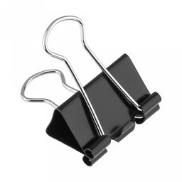Зажим для бумаги 25мм металл, цвет - черный, набор 48 штук, в пластиковой банке д9,8см h6,1см (Китай)