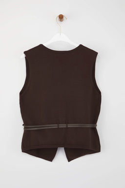 Limited Edition Kahverengi Premium Iplik/Ozel Iplik Triko Yelek TWOAW26YE00033