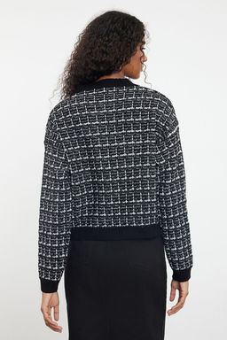 Siyah Tuvit Gorunumlu V Yaka Simli Triko H?rka TWOAW25HI00240