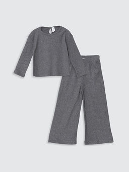 Bisiklet Yaka Basic K?z Bebek Ti??rt ve Pantolon 2li Tak?m