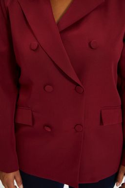 Bordo Regular Astarl? Dokuma Blazer Ceket TWOSS21CE0137