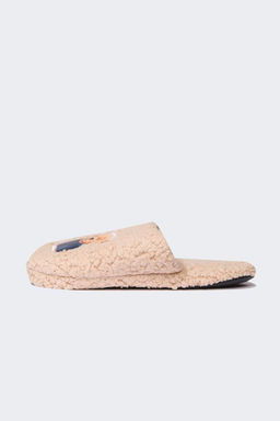 Мужские домашние тапочки на плоской подошве с принтом плюшевого мишки - Defacto фото 2