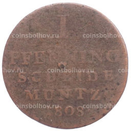 Монета 1 пфенниг 1808 года С Вестфалия