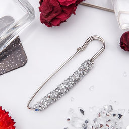 Цена за 2 шт. Булавка «Вечеринка» стразы, 7 см, цвет серебро