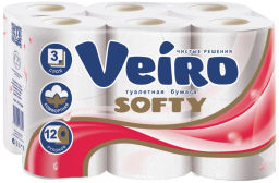 VEIRO т/бумага 3-сл. Softy (12 рул.) Белая  фото 2