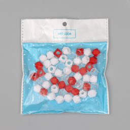 Бусины пластик «Кристалл многогранник. Красный, белый, прозрачный», набор 30 г, 1×1×1 см