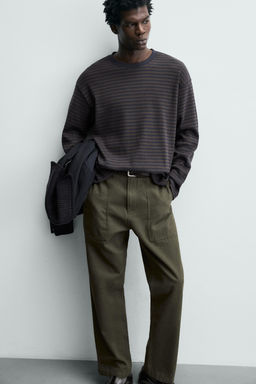 STRIPED T-SHIRT WITH CONTRASTING DETAIL - Zara фото 6