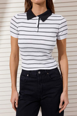 Ekru Polo Yaka Basic Triko Ince Bluz TWOSS26BZ00422 - Trendyolmilla фото 9