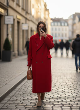 Пальто-макси из вареной шерсти Насыщенный красный - Erist store фото 6