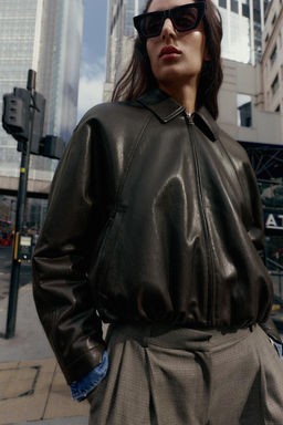 FAUX LEATHER BOMBER JACKET - Zara фото 15