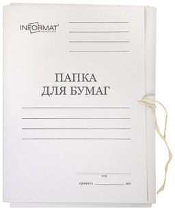 Цена за 2 шт. Папка с завязками INFORMAT А4 белый немелов. картон 320 г/м2
