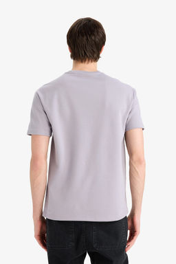 Regular Fit Bisiklet Yaka _t_ Gerektirmeyen Nefes Alabilen Bask_l_ K_sa Kollu A__r Kuma_ Ti__rt