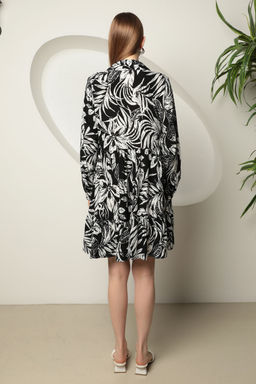 Siyah Cicekli Mini Dokuma Elbise TWOAW25EL00585 - Trendyolmilla фото 2