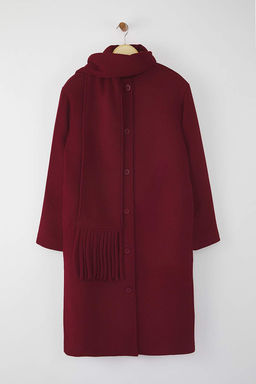 Bordo Sal Detayl? Mono Kapama Oversize Uzun Kase Kaban TWOAW26KB00041 - Trendyolmilla фото 6