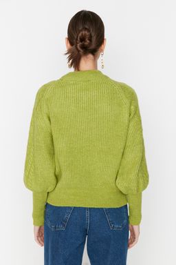 Yesil Yumusak Dokulu Sac Orgulu Triko Kazak TWOAW21KZ0109 - Trendyolmilla фото 5