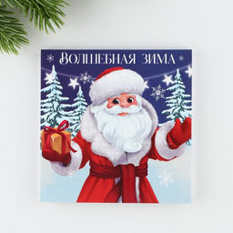 Подарочный набор новогодний, блокнот-раскраска и восковые мелки Время чудес