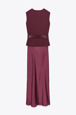CONTRAST MIDI DRESS WITH WAISTCOAT AND BELT - Zara фото 7