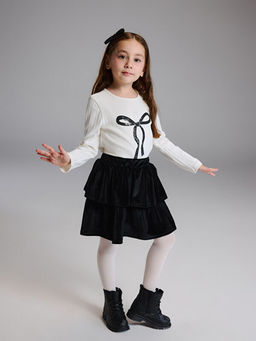 Fiyonk Detayl? K?z ?ocuk Bluz ve Etek