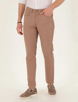 Vizon Slim Fit Keten Kar___ml_ Kanvas Pantolon