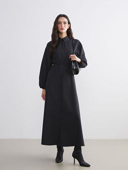 Balon Kollu Belden Oturtmal? G?mlek Elbise