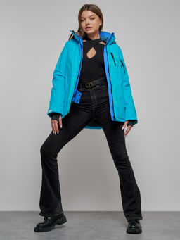 Горнолыжная куртка женская зимняя синего цвета 05S - Mtforce фото 10