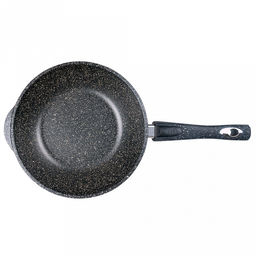 Сотейник с антипригарным покрытием д24см "Гранит", h8,2см, s0,4см, съемная ручка из термостойкого пластика (Россия)