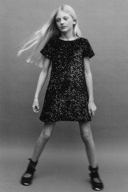 SEQUIN DRESS WITH VELVET BOW - Zara фото 5