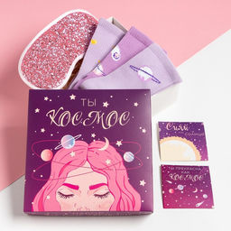 Набор подарочный KAFTAN Космос, маска для сна, носки 3 пары, открытки 2 шт.