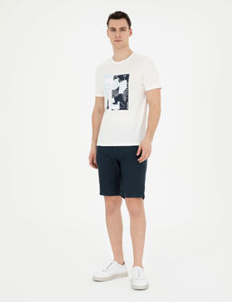 Lacivert Slim Fit %100 Keten Beli Lastikli Ba_c_kl_ Dokuma _ort
