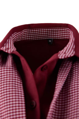 Bordo Ekoseli Fular Detayl? Gabardin Gomlek TWOSS26GO00014 - Trendyolmilla фото 3