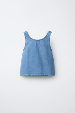 TOP DENIM PUNTO CROCHET / Azul