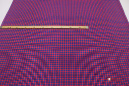 Фланель Синяя клетка на красно-малиновом, СОРТ2, ш.1.5м, хлопок-100%,180гр/м.кв - Купава фото 3