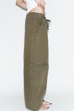 PANTAL?N OVERSIZE CARGO / Khaki oscuro - Zara фото 3