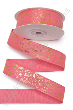 Лента репсовая 2,5 см*20 ярд "Куколка" (SF-7718) розовый