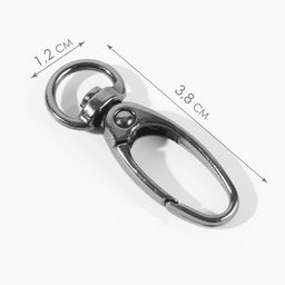 Цена за 2 шт. Карабин металлический, 38×12 мм / 10×1 мм, 6 шт., цвет чёрный никель