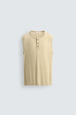 CAMISETA TANK RELAXED FIT VISCOSA - LINO / Beige